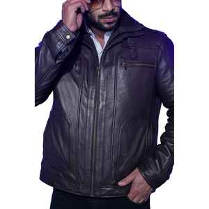 Chaqueta de cuero de invierno para hombre de alta calidad para montar al aire libre nueva llegada chaqueta informal a prueba de viento de motorista negro personalizado para hombre - Product Image 5