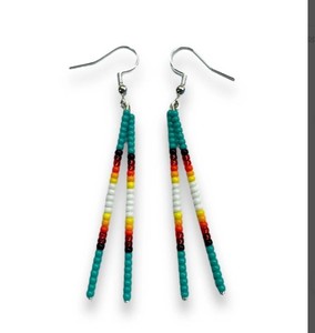 ต่างหูขอบลูกปัดสไตล์โบโฮพื้นเมืองต่างหูลูกปัดขนนกขนนก - Product Image 1