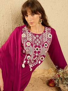 Nuevo Lanzamiento de 3 piezas indio pakistaní Salwar Kameez conjunto pura viscosa Chanderi seda Reversible Casual vestido de novia secuencia - Product Image 5