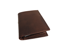 Portefeuille à rabat ouvert en cuir pleine fleur marron vintage personnalisé pour hommes avec finition Crazy Horse et blocage RFID