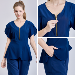 BEST SELLING <b>scrub</b> <b>tops</b> with logo doctors wide leg nurse uniform long sleeve <b>scrubs</b> hospital patients gowns FMF manufacturers - Product Image 5