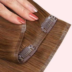 Prix usine Double dessiné brut vierge naturel Remy Invisible sans couture Clip en 100% Extensions de cheveux humains avec cuticule en gros - Product Image 6