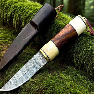 Cuchillo Vikingo Tradicional de Acero con Alto Contenido de Carbono Forjado a Mano Profesional, Cuchillo Medieval Birka con Mango de Madera de Palisandro y Funda - Product Image 2