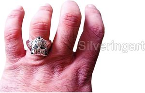 Anillo de Hombre, Anillo de Pantera con Puntos, Artesanía Detallada, Joyería con Cabeza de Animal, Joyería Hecha a Mano, Anillo de Plata de Ley 925 Sólida Personalizable - Product Image 3