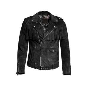 Veste d'hiver décontractée pour hommes de conception personnalisée OEM de grande taille en cuir véritable noir respirant col rabattu frange chauffante gland - Product Image 1