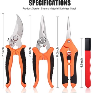 Juego de 4 Tijeras de Jardinería de Grado Industrial, Piedra de Afilar, Tijeras de Podar de Acero Inoxidable, Cuchillas Curvas Duraderas y Afiladas, OEM - Product Image 5