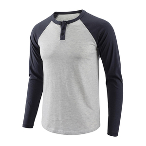 T-shirt raglan unisexe 100% coton en tricot uni décontracté coupe ajustée à manches longues et manches contrastées OEM Impression de logo personnalisé - Product Image 5