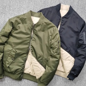 Chaqueta de piloto de doble cara para hombre, chaqueta de bombardero impermeable con almohadilla de algodón, abrigo de algodón cálido para hombre - Product Image 4