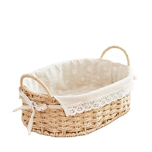 Cestino per <span class=keywords><strong>Pane</strong></span> in <span class=keywords><strong>Vimini</strong></span> con Fodera Bianca Rimovibile, Cesto Portapane per Cucina con Manico - Product Image 4