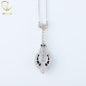 High on Demand Art Deco Colgante victoriano Colgante de compromiso de boda para mujer Circa 1930 Colgante antiguo de corte redondo - Product Image 2