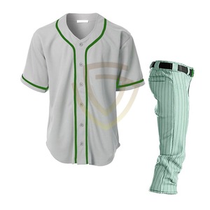 Uniformes de Béisbol Profesionales Personalizados de Alta Calidad, Transpirables, de Secado Rápido, 100% Poliéster, Cuello en V, con Bolsillos, Servicio OEM, Uniforme de Béisbol de Venta Caliente - Product Image 1