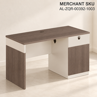 Bureau en bois grainé marron de 1200 mm avec tiroir et rangement, panneaux crème et hauteur fixe pour le travail informatique à domicile