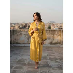 Vintage Chic Recycled Silk Sari Robe Women's Boho <b>Kimono</b> for <b>Beach</b> Resort Wear for Bridesmaid Lounge Cover-up Dressing Gown - Product Image 1