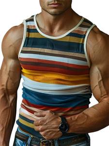 Débardeurs pour hommes en tricot à impression numérique unie 100% polyester Mode été Sans manches Décontracté Veste de sport Ample Séchage rapide - Product Image 2