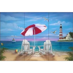 Jeff Wilkie Faro Arte Cerámica Mural Playa Azulejo Backsplash Mural de pared de la POV-JWA013 - Product Image 1