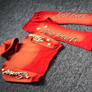 Conjunto personalizado de pantalones de chándal acampanados con lavado ácido y Sudadera con capucha, conjuntos de chándal estampados de gran tamaño de algodón, chándal Vintage Unisex con capucha para hombre - Product Image 6