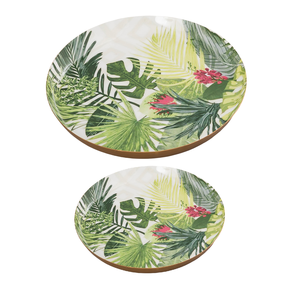 Assiette décorative moderne pour la maison Plat en tôle d'aluminium de forme ronde avec outils de salade fantaisie au design imprimé - Product Image 2