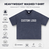 T-shirt 285 GSM 100% Coton Délavé à l'Acide, Coupe Ample et Épaisse, Épaules Tombantes, Logo Personnalisé, Style Streetwear pour Hommes et Femmes