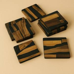 Posavasos de resina epoxi de madera de nogal hechos a mano, posavasos únicos para decoración del hogar, posavasos de nogal de protección de mesa - Product Image 5