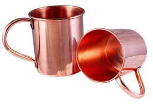 Mug en cuivre pur, nouveau design, finition martelée, mug Moscow Mule en cuivre avec poignée dorée - Product Image 5