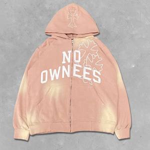 เสื้อฮู้ดผ้าฟลีซระบายอากาศมีซิปเต็มตัวแบบโอเวอร์ไซส์น้ำหนักเบาปักลายสีจางใส่ได้ตามต้องการโลโก้ออกแบบได้ตามต้องการ - Product Image 4