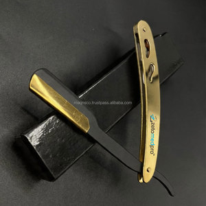 มีดโกนหนวดตรงแบบกำหนดโลโก้เองได้ ขายดีที่สุด ผลิตจากสแตนเลส ใบมีดสีดำทองเปลี่ยนได้ สำหรับโกนหนวดแบบเปียก ขายส่ง - Product Image 5