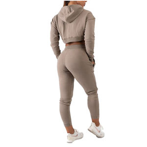 Vente en gros Costumes de jogging d'hiver respirants avec logo personnalisé Sweat à capuche uni de couleur unie Survêtement pour femmes - Product Image 6