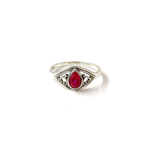 Everyday Wear <b>Garnet</b> <b>Ring</b> (1.9 Grams) Oval Cut Gemstone with Rhodium & Gold Plating for Wedding Jewelry - Product Image 1