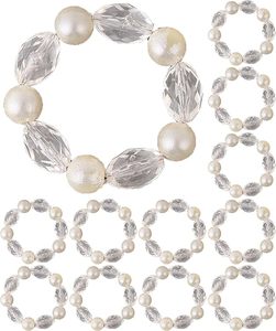 Anneau de serviette élégant de forme ronde en fer et cristal, avec détails en bois et papier, idéal pour mariages, Noël, fêtes et occasions spéciales - Product Image 5