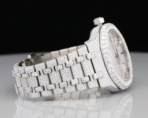 Montre analogique en cuir sport avec cadran en verre, sertie de diamants de laboratoire de haute qualité, bijoux hip-hop, luxe, bling, vente en gros - Product Image 2