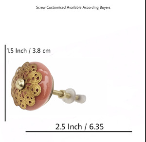 Boutons marocains de luxe en laiton doré filigrane de fleur en céramique poignées de tiroir de porte d'armoire en métal pour cuisine chambre armoire CK - Product Image 3