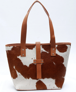 Handmade Genuine Leather Brown White Women's Fashionable Crossbody Tote <b>Bag</b> Durable Stylish Bucket Purse - Product Image 3