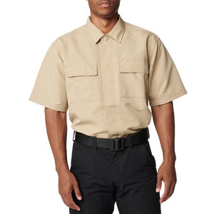 Uniforme de Guardia de Seguridad de Alta Calidad al por Mayor |   Camisa de Trabajo de Manga Corta, Transpirable, Uniforme de Oficina para Otoño, Color Azul y Verde - Product Image 1