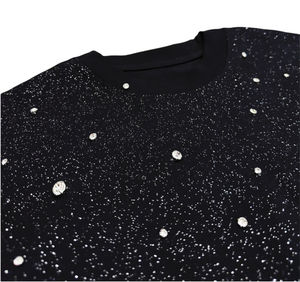 T-shirt unisexe en tricot de haute qualité, orné de strass, manches courtes, respirant, 100% coton, mode formelle, vêtements de rue pour hommes - Product Image 3