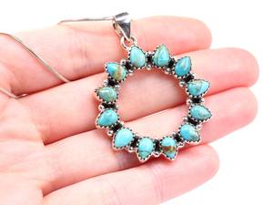 สร้อยคอจี้เทอร์ควอยซ์จากนักออกแบบตะวันตกเฉียงใต้ทำด้วยมือเครื่องประดับเงินสเตอร์ลิงชุบทองและโรเดียม - Product Image 4