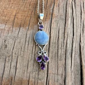 Larimar bijoux en pierres précieuses pour femmes argent Boho Style pendentif bijoux 925 en argent Sterling tendance pendentif fait main cadeau pour maman - Product Image 3