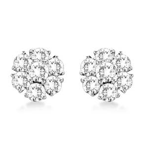 Boucles d'oreilles en forme de fleur de diamant de 2,05 carats en or blanc 14 carats - Product Image 1