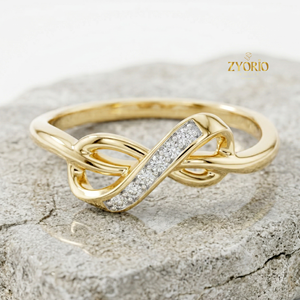 <b>Infinity</b> Diamond Ring 10K GOLD Lab Grown Diamond Twist Band Women Wedding Engagement Jewelry - Product Image 2