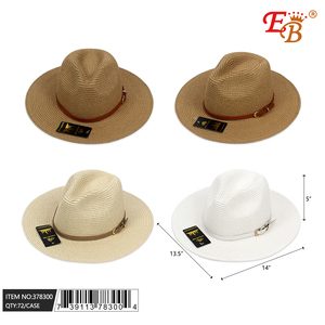 Chapeau Fedora uni à large bord, style formel, en feutre de polyester avec ruban décoratif, été/hiver - 72 pièces/boîte - Product Image 1
