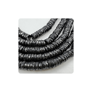 Cuentas de Espinela Negra de Primera Calidad, Facetadas, Forma de Neumático, Heishi, Hilo de 17 Pulgadas, Tamaño 5-6 mm, Materiales para la Fabricación de Joyas, India - Product Image 4