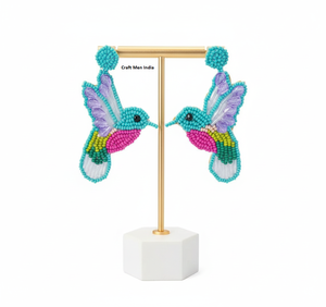 Boucles d'oreilles pendantes pour femmes, faites à la main, en perles de rocaille, motif arbre de Noël et étoile, bijoux fantaisie, collection Noël 2025 - Product Image 3