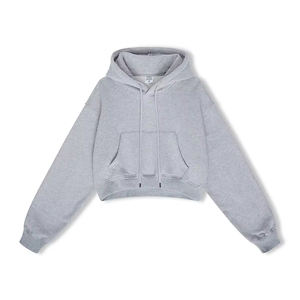 Haut court lourd pour femmes, sweats à capuche personnalisés en coton, sweat-shirt court surdimensionné délavé à l'acide - Product Image 6