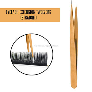 Pince à épiler en acier inoxydable à pointe inclinée, design personnalisé, fournitures de beauté, marque privée, pince à épiler pour extensions de cils volume - Product Image 3