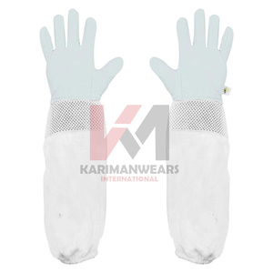 Guantes de Apicultura Personalizados de Manga Larga, Palma de Cuero de Alta Calidad con Material de Lona Resistente a Pinchazos, Herramientas de Seguridad para Apicultura - Product Image 5