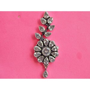 ต่างหูเงินแท้ทันสมัย925พร้อมพลอยบุษราคัมสีขาวดีไซน์ดอกไม้แฮนด์เมดสำหรับงานแต่งงาน - Product Image 3