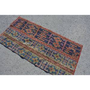 Alfombra turca vintage, diseño de retazos étnico, azul y rojo, área grande clásica, látex de lana de 2,4x4,9 pies para pasillo rectangular para adolescentes - Product Image 2