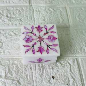 Caja de almacenamiento de joyas con incrustaciones de mármol personalizada, diseño de piedra Multi-Floral, solución de almacenamiento para el hogar al mejor precio, regalo para niñas al por mayor - Product Image 1