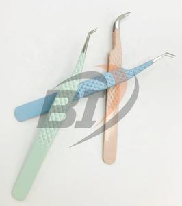 Pinzas de pestañas de etiqueta privada con recubrimiento de color personalizado Pinzas de extensión de pestañas de acero inoxidable sólido con punta puntiaguda - Product Image 6