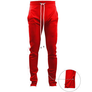 Pantalon de survêtement pour homme à rayures latérales rouge et blanc, pantalon de sport, pantalon d'entraînement, ample, taille élastique avec fermeture éclair au bas - Product Image 3