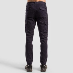 Pantalon cargo essentiel en toile 100 % coton, taille haute, style sportif/hip-hop, chaud pour l'hiver, couleur marine, fermetures éclair, motif plissé, taille XL - Product Image 3